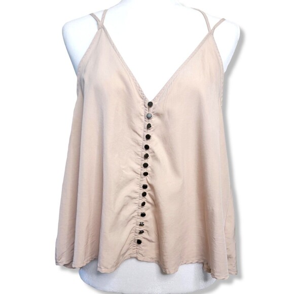 Free People Shimmy Shaker Strappy in Beige Tank Women's Size Small front Button - Picture 4 of 9